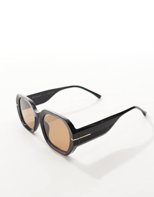 AJ Morgan - Grandes lunettes de soleil rondes à verres marron - Noir , 2 de 3