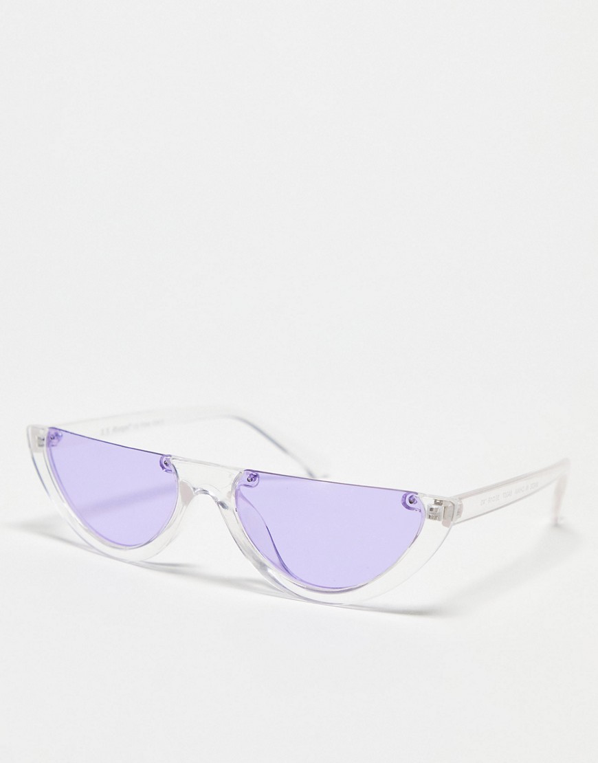 Aj Morgan Half Rim Flat Top Sunglasses In Lilac And Clear-purple