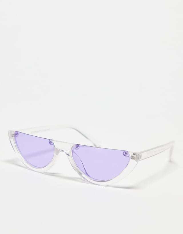 AJ Morgan half rim flat top sunglasses in lilac and clear