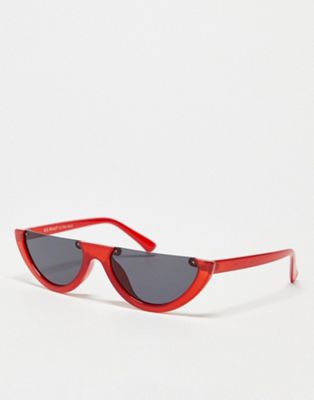 AJ Morgan half rim flat top sunglasses in red - ASOS Price Checker
