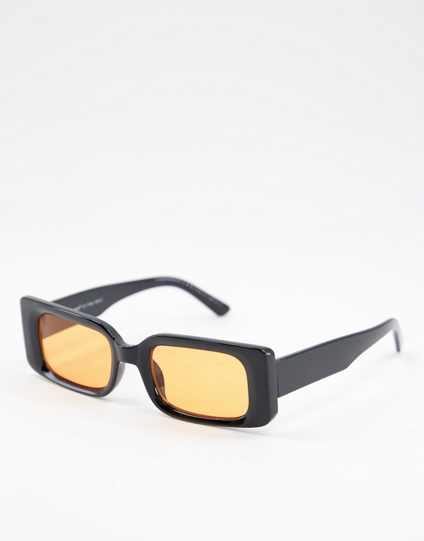 AJ Morgan Henny Rectangular Sunglasses With Yellow Tint-Black