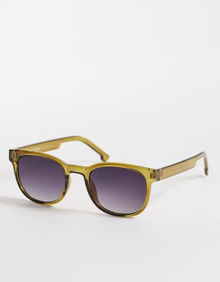 Aj Morgan Hill Street Rectangular Sunglasses In Green
