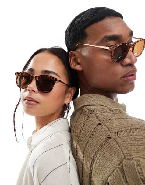 AJ Morgan in line round sunglasses in tortoiseshell with brown lens - view 1