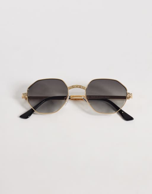 AJ Morgan – IPO – Sechseckige Sonnenbrille aus Metall in Gold, 3 von 3