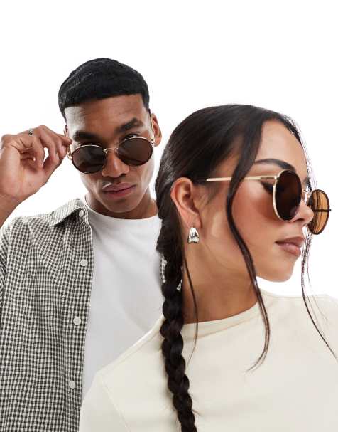 AJ Morgan large round sunglasses in brown - view 1