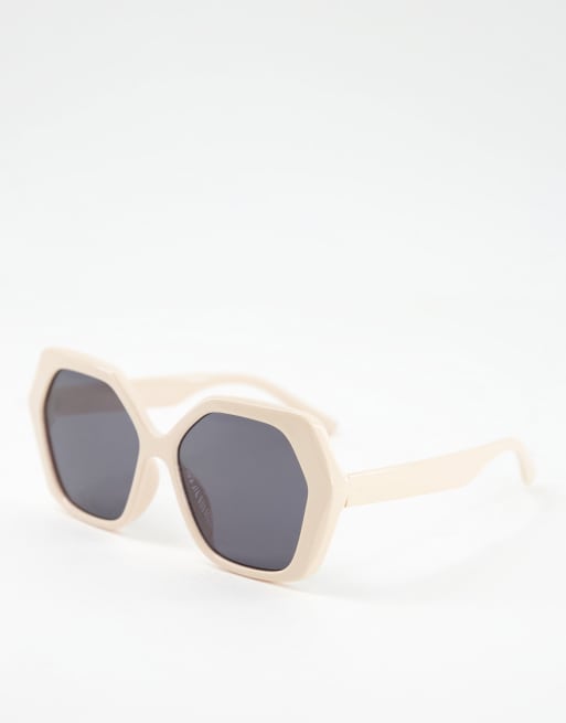 AJ Morgan Lorna Oversized Sunglasses In Beige