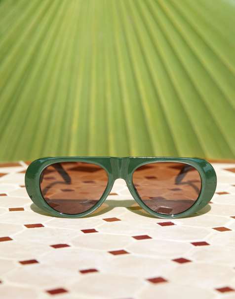 AJ Morgan - Lunettes de soleil aviateur avec dessus plat avec marron - Vert - view 1