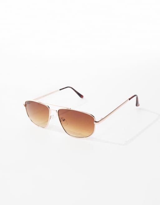 AJ Morgan - Lunettes de soleil aviateur fines en métal - Doré, 2 de 3