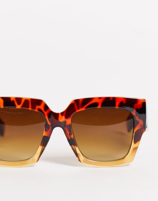 AJ Morgan Lunettes de soleil carr es bicolores pour femme Marron