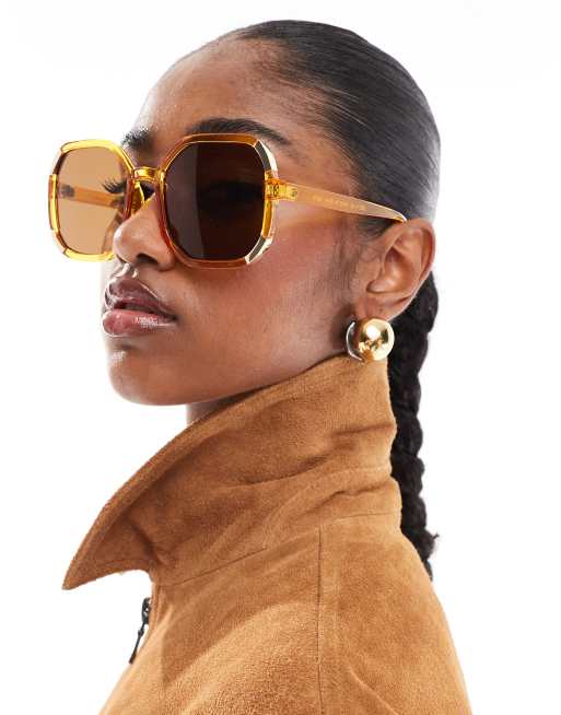 AJ Morgan - Lunettes de soleil rondes et oversize - Doré/marron, 2 de 3