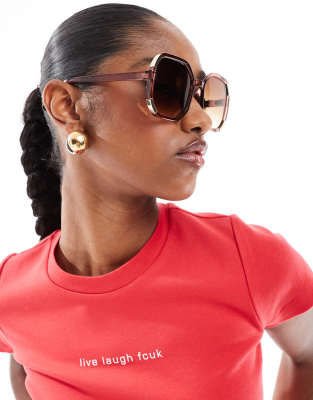 AJ Morgan - Lunettes de soleil rondes et oversize - Marron