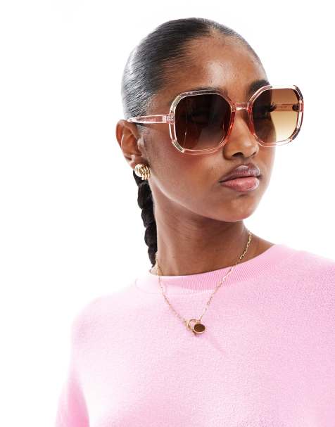 AJ Morgan - Lunettes de soleil rondes oversize - Rose/transparent - view 1
