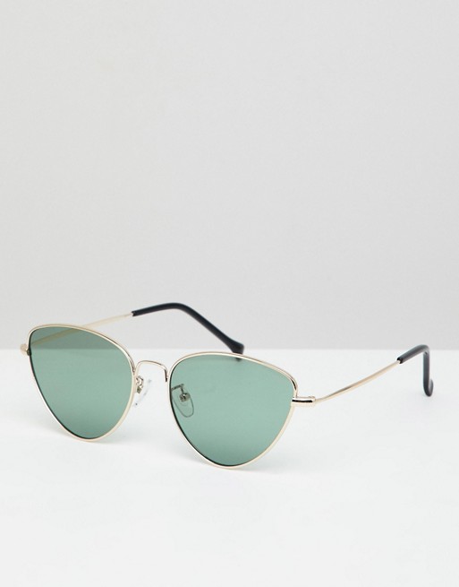 AJ Morgan metal cat eye sunglasses in gold/green