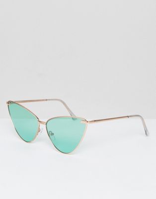 AJ Morgan metal cat-eye sunglasses with green tinted lens