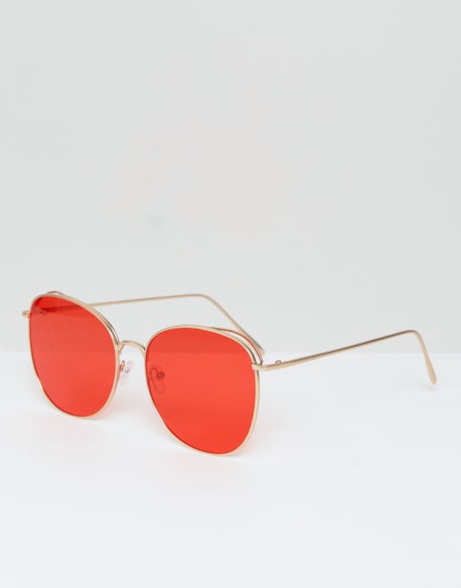 Red tinted hot sale round sunglasses