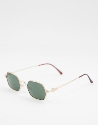 AJ Morgan micro rectangle sunglasses in gold
