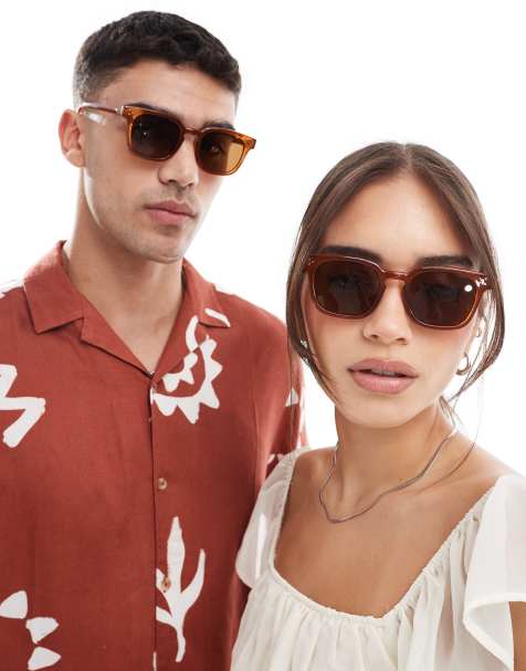 AJ Morgan on alert square sunglasses in amber with brown lens 