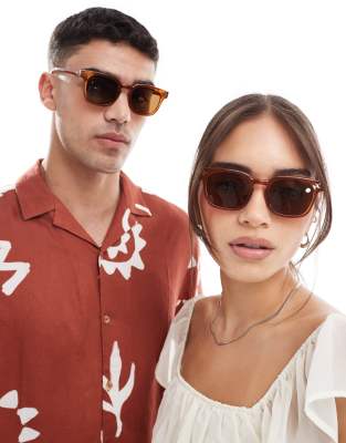 AJ Morgan AJ Morgan on alert square sunglasses in amber with brown lens-Orange