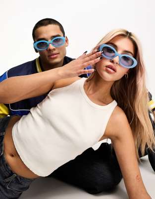 AJ Morgan AJ Morgan oval festival sunglasses in pale blue