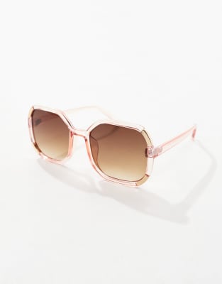  AJ Morgan pink oversized big frame aviator sunglasses AJ Morgan oversized round sunglasses in clear and pink | ASOS main image 3