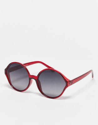  AJ Morgan red oversized big frame fashion sunglasses 1990s Vintage AJ Morgan Red Transparent Frame and Yellow  main image 2
