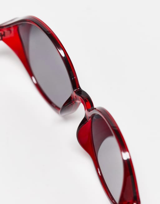  AJ Morgan red oversized big frame fashion sunglasses 1990s Vintage AJ Morgan Red Transparent Frame and Yellow  main image 3