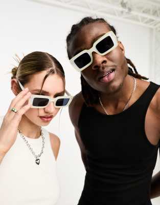 AJ Morgan AJ Morgan oversized square festival sunglasses in white