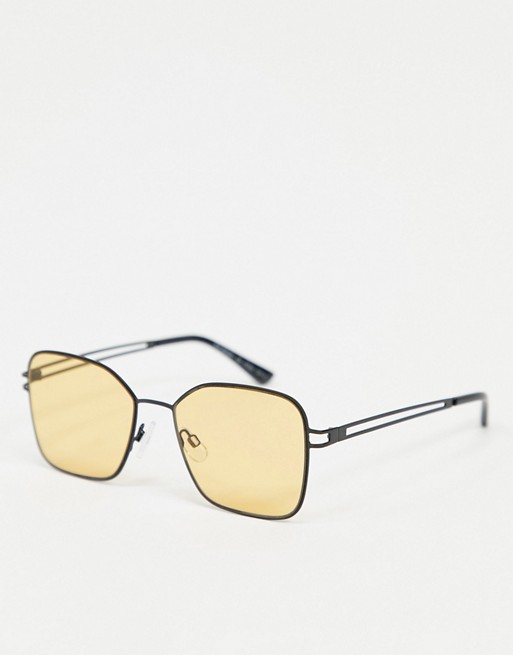 AJ Morgan oversized square sunglasses in black with yellow lens