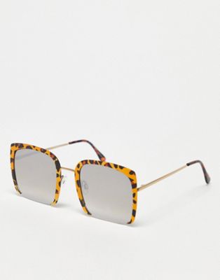 AJ Morgan oversized square sunglasses in cheetah