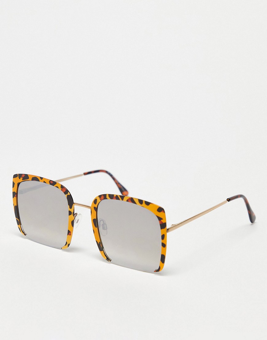 Aj Morgan Oversized Square Sunglasses In Cheetah-multi