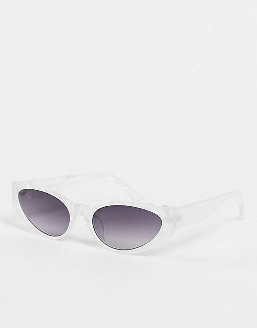 AJ Morgan Pants On Fire womens cat eye sunglasses in white marble