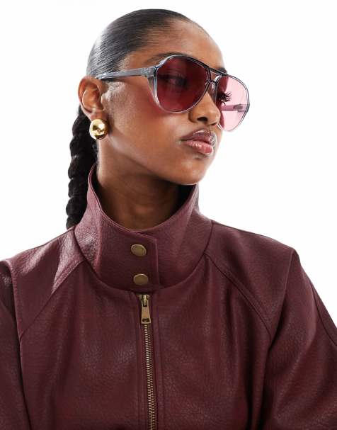 AJ Morgan – Pilotensonnenbrille in Grau mit rosa Gläsern - view 1