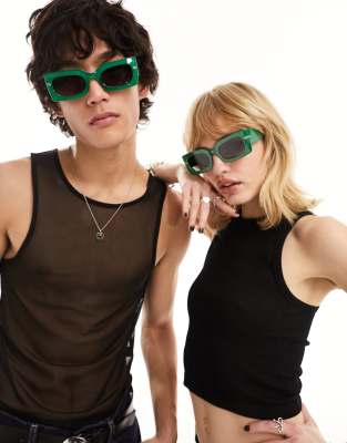 AJ Morgan AJ Morgan rectangle festival sunglasses in green - MGREEN