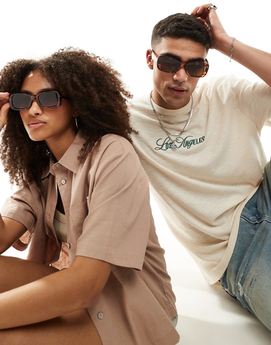 rectangle sunglasses in tortoiseshell-Brown