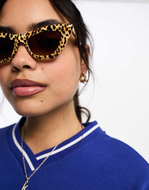 AJ Morgan Retro Cat Eye Sunglasses in Cheetah-Brown - ASOS Outlet