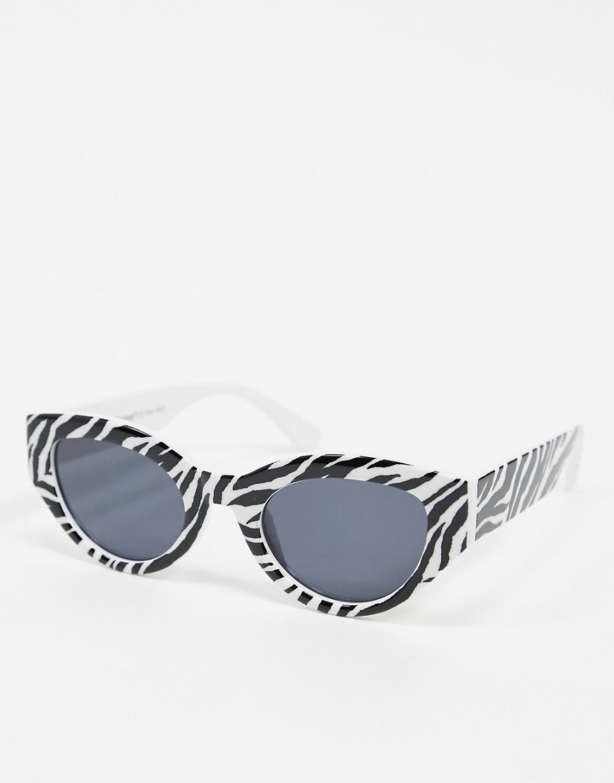Aj Morgan Retro Oval Cat's-eye Sunglasses In Zebra Print-multi