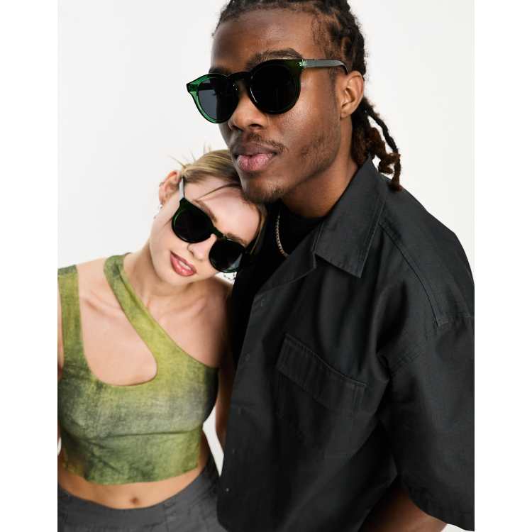  AJ Morgan live green rounded aviator sunglasses AJ Morgan round aviator sunglasses in olive green | ASOS main image 3
