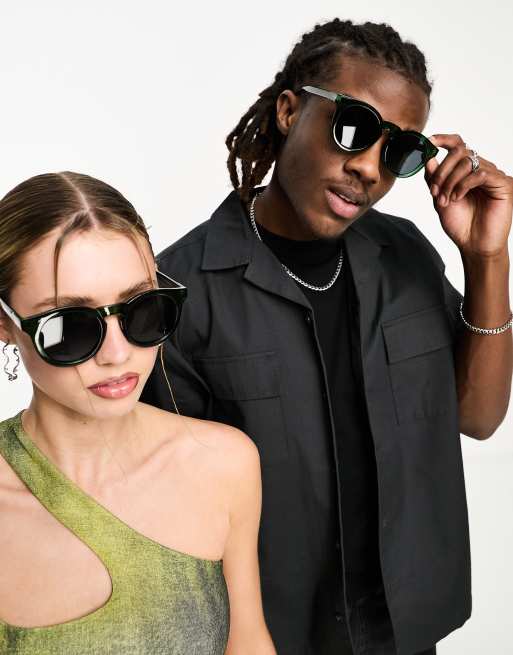 Green retro outlet sunglasses