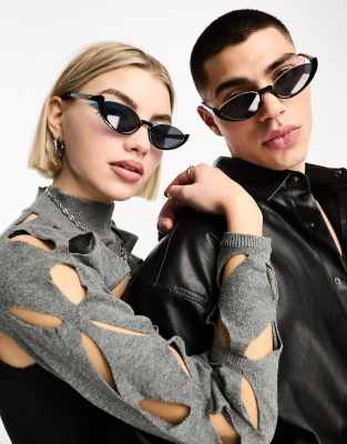 Aj Morgan Rimless Cateye Sunglasses In Black