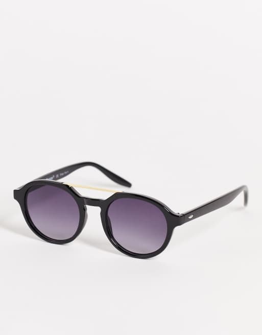 AJ Morgan - Ronde uniseks aviator zonnebril in zwart