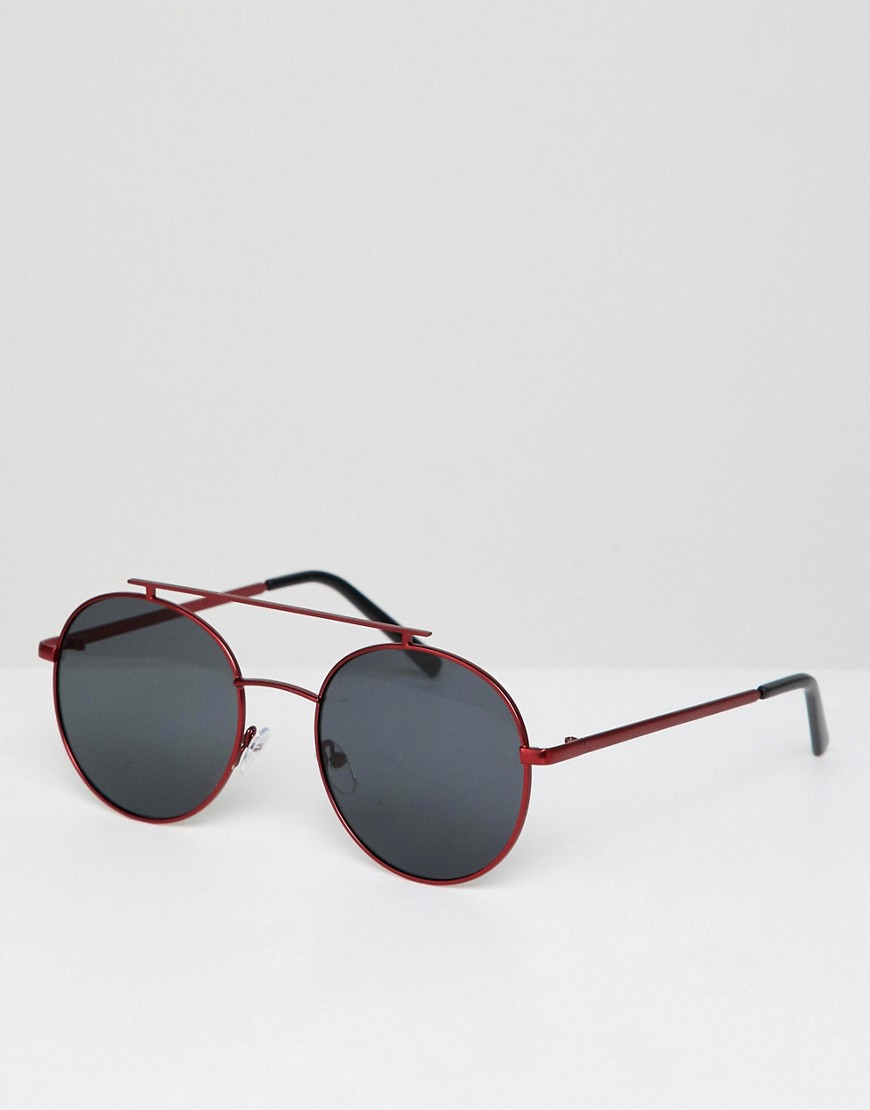 AJ Morgan - Ronde zonnebril met rode glazen-Rood