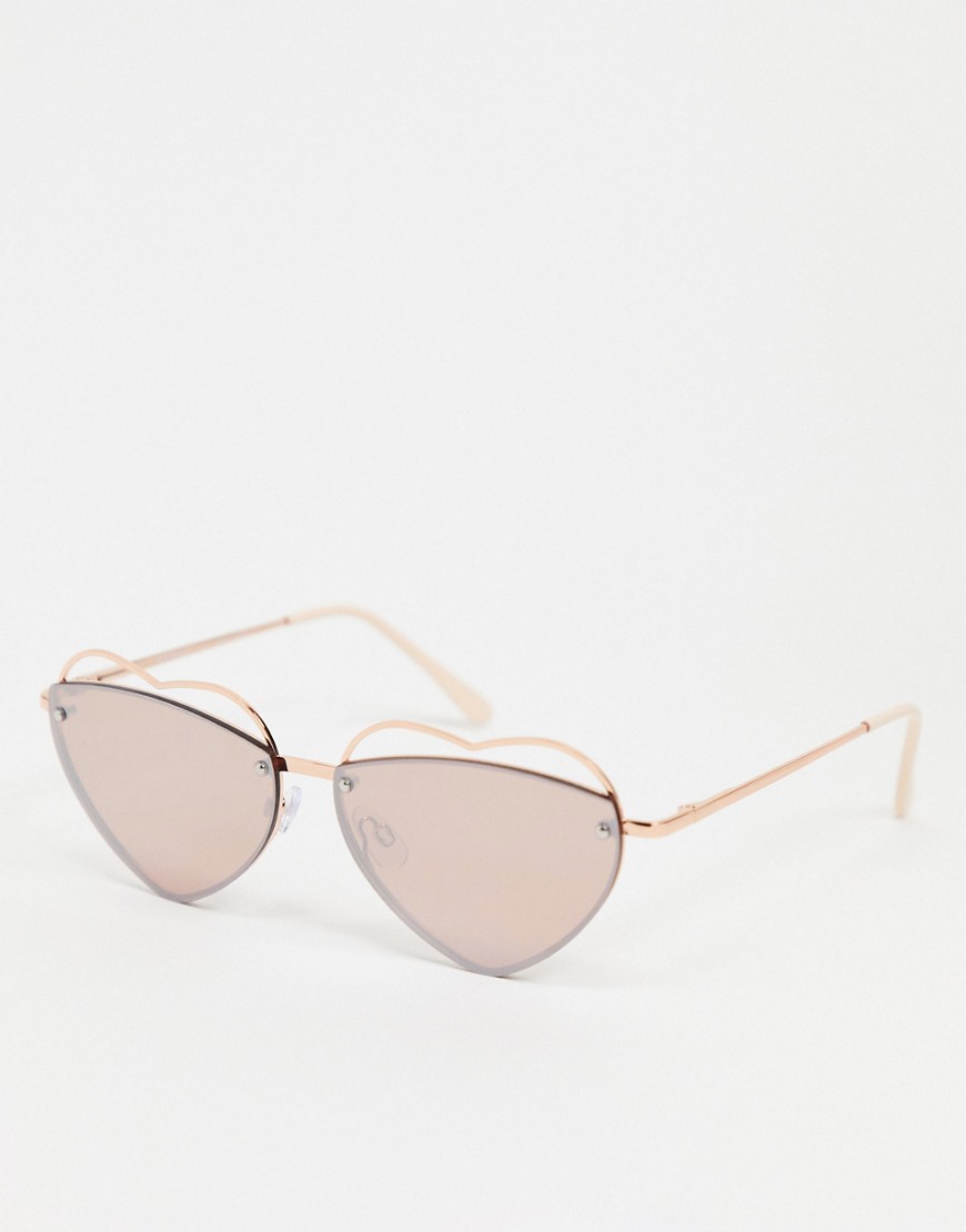 AJ Morgan – Roséguldiga hjärtformade solglasögon med rosa glas