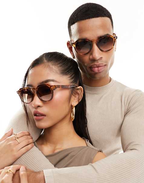 AJ Morgan round hex sunglasses in tortoiseshell - view 1