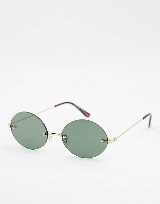 Womens Accessories Sunglasses Morgan Unisex Oval Sunglasses in Green A.J 