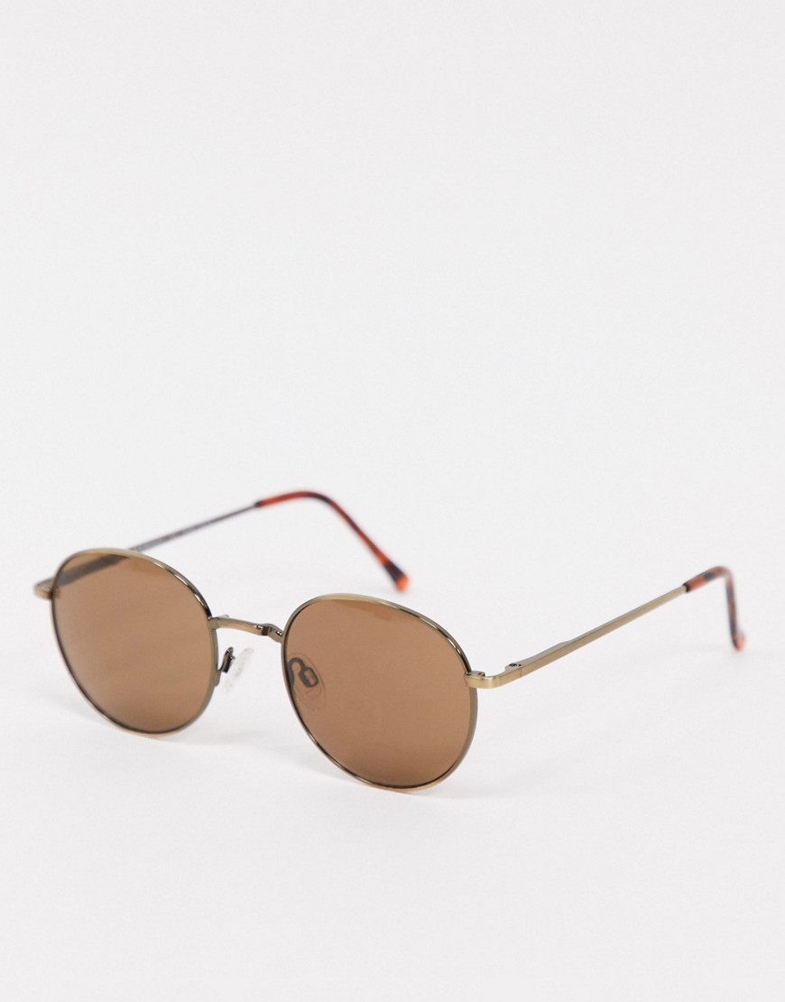 Aj Morgan Round Sunglasses In Bronze-brown