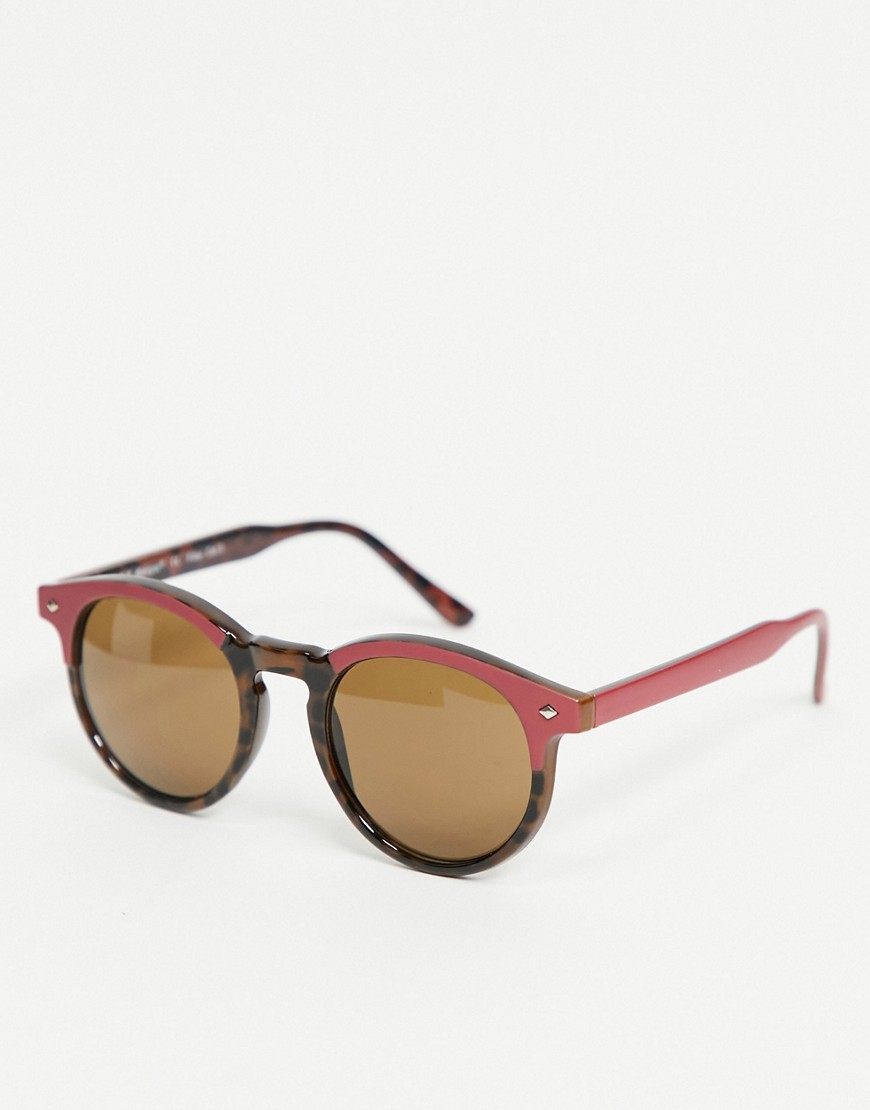 AJ Morgan round sunglasses in burgundy-Red