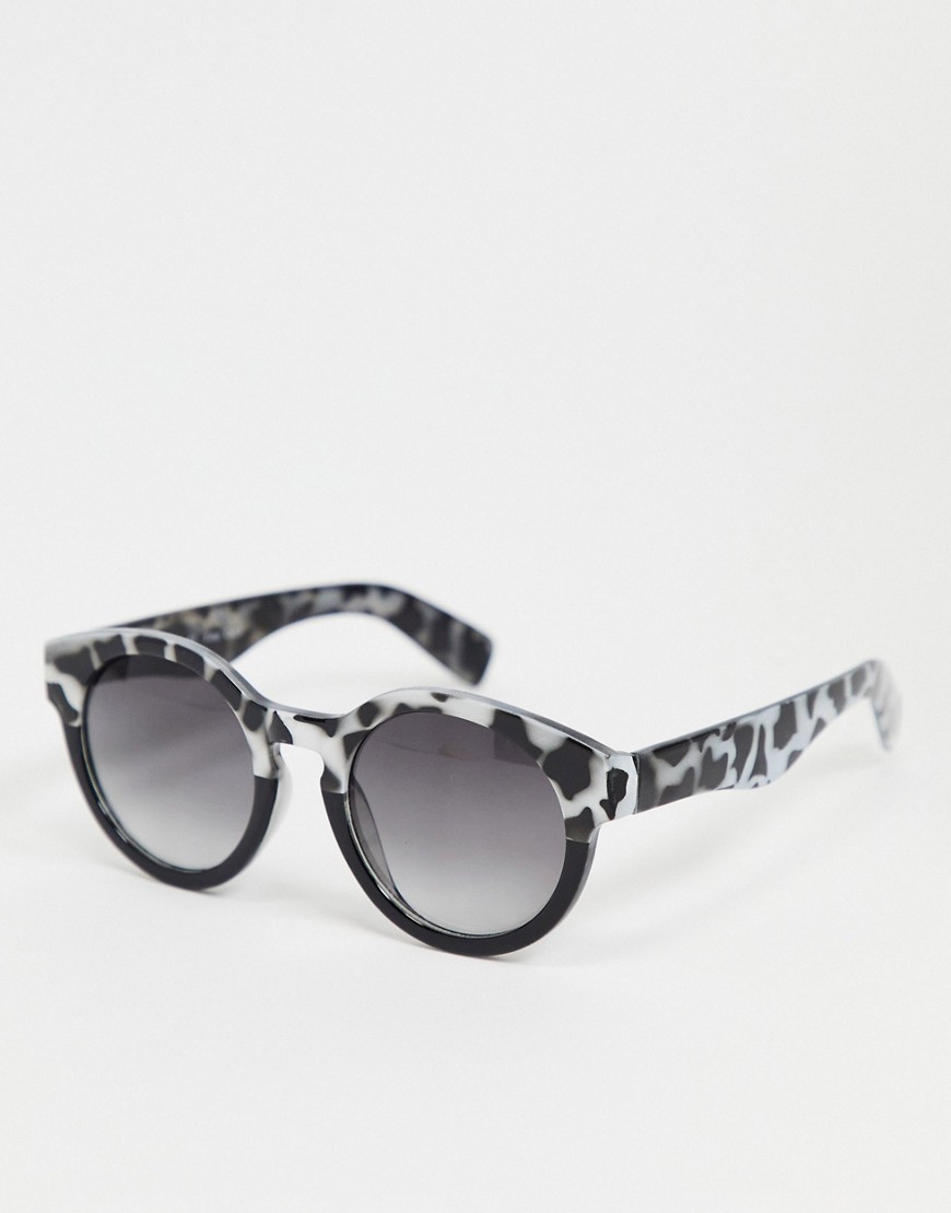 AJ Morgan round sunglasses in gray and tortoise ombre-Grey