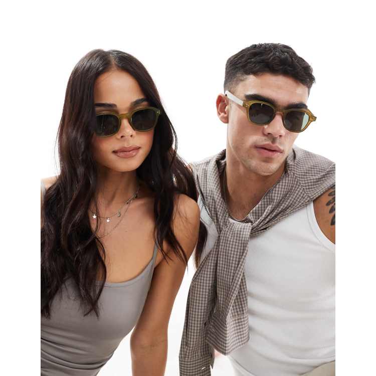 AJ Morgan round sunglasses in olive green | ASOS display picture 2