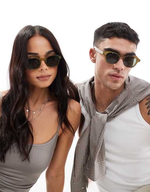 AJ Morgan round sunglasses in olive green 