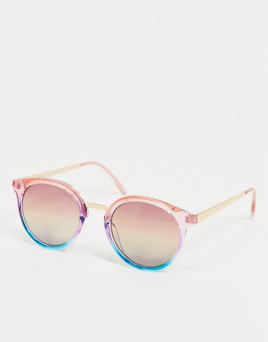 Aj Morgan Round Sunglasses In Ombre Pink To Blue